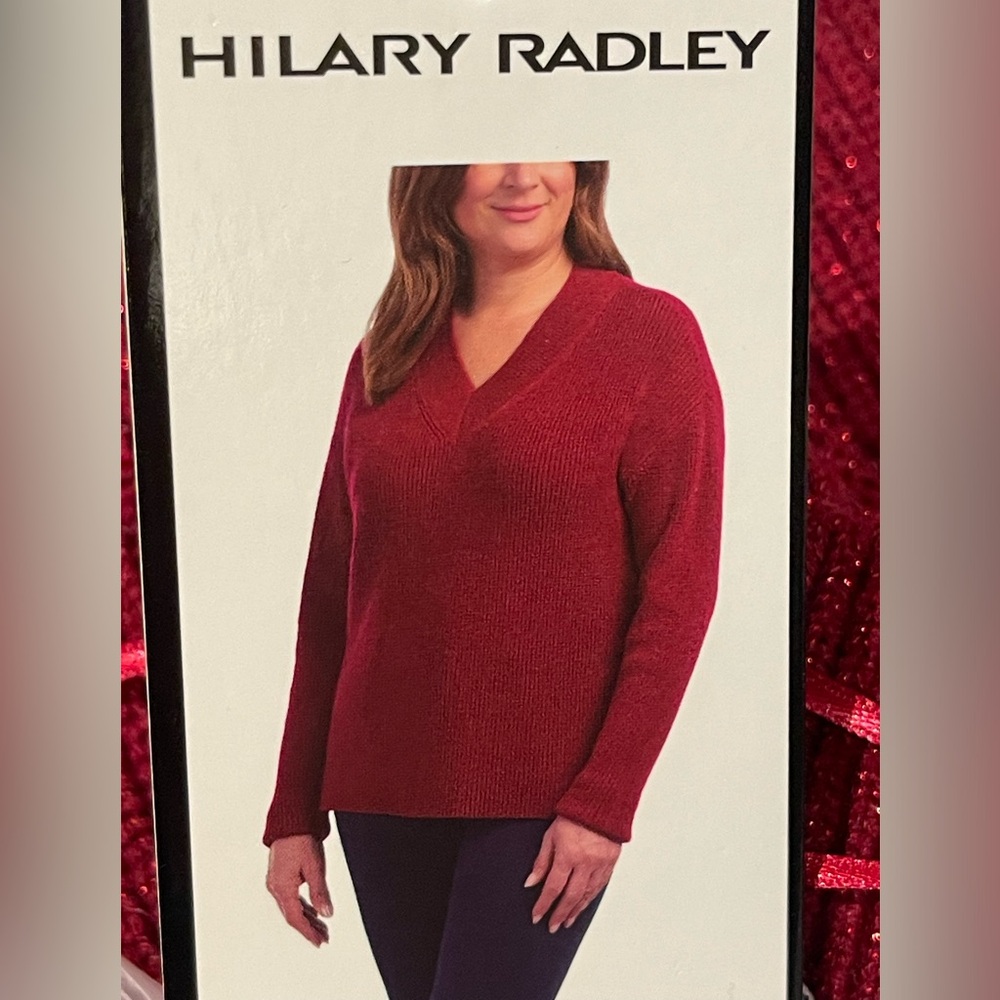 M: Hilary Radley Sparkly V Neck long sleeve sweater